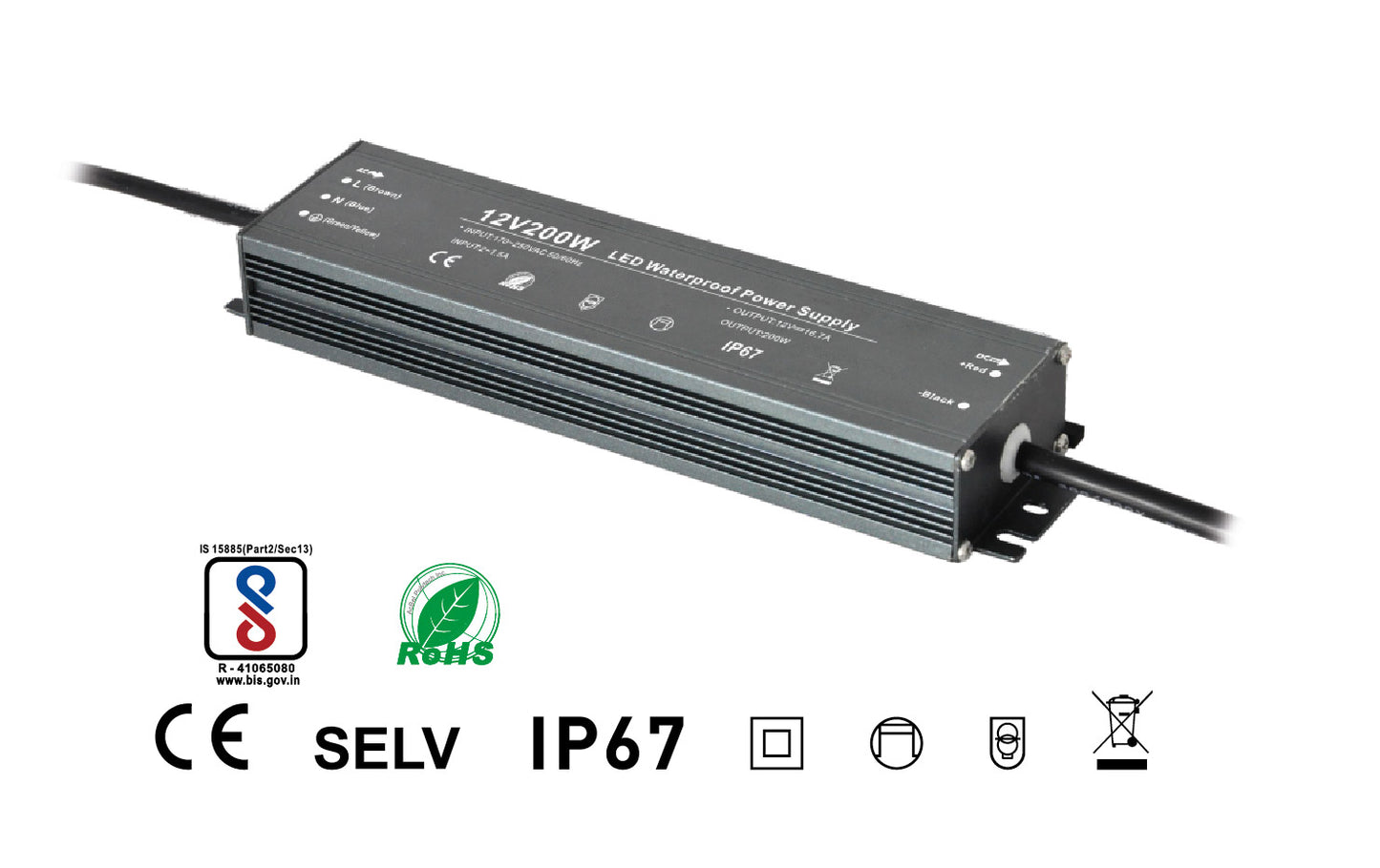 200W Waterproof LED Driver - 12V