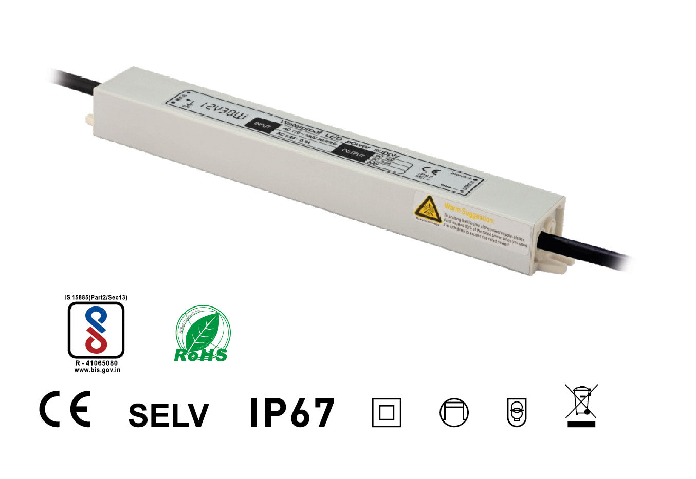 30W Waterproof LED Driver - 12V